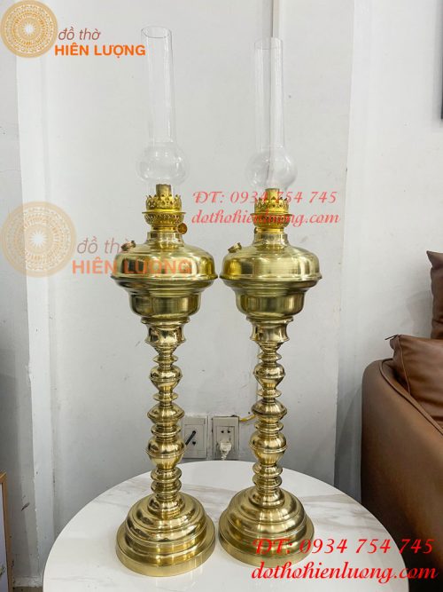 Đèn Dầu Pháp Cổ Bằng Đồng Cao 85cm Cả Bóng