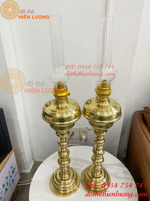 Đèn Dầu Pháp Cổ Bằng Đồng Cao 85cm Cả Bóng