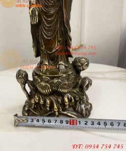 Tượng Phật Thích Ca Đứng Đài Sen Bằng Đồng Hun Cao 30cm