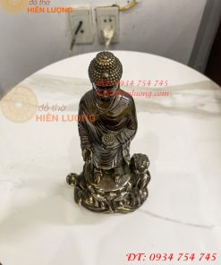 Tượng Phật Thích Ca Đứng Đài Sen Bằng Đồng Hun Cao 30cm