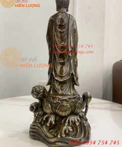 Tượng Phật Thích Ca Đứng Đài Sen Bằng Đồng Hun Cao 30cm