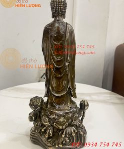 Tượng Phật Thích Ca Đứng Đài Sen Bằng Đồng Hun Cao 30cm