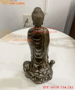 Tượng Phật Thích Ca Đứng Đài Sen Bằng Đồng Hun Cao 30cm