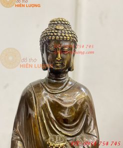 Tượng Phật Thích Ca Đứng Đài Sen Bằng Đồng Hun Cao 30cm