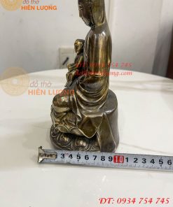 Tượng Phật Bà Quan Âm Tống Tử Bằng Đồng Hun Cao 21cm