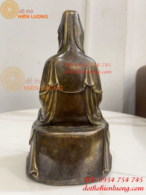 Tượng Phật Bà Quan Âm Tống Tử Bằng Đồng Hun Cao 21cm