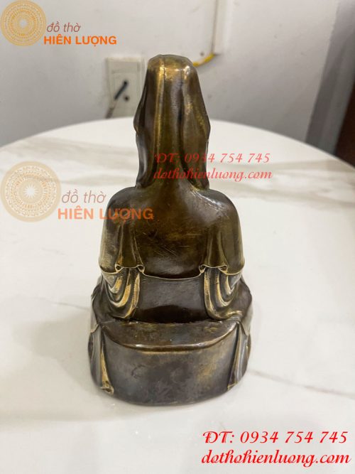 Tượng Phật Bà Quan Âm Tống Tử Bằng Đồng Hun Cao 21cm