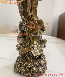 Tượng Quan Âm Tống Tử Đứng Bằng Đồng Hun Cao 26cm