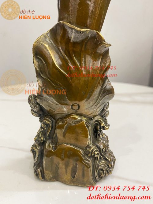 Tượng Quan Âm Tống Tử Đứng Bằng Đồng Hun Cao 26cm