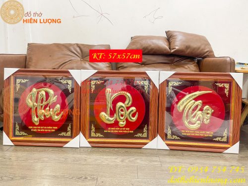 Bộ Tranh Phúc Lộc Thọ 57x57cm Bằng Đồng Tiếng Việt Treo Tường