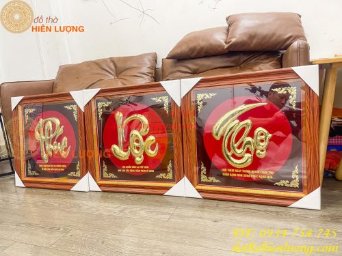 Bộ Tranh Phúc Lộc Thọ 57x57cm Bằng Đồng Tiếng Việt Treo Tường