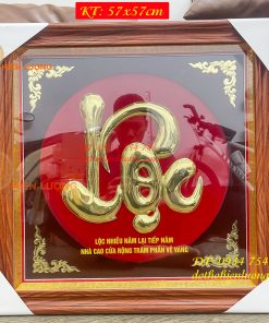 Tranh Chữ Lộc 57x57cm Bằng Đồng Treo Tường