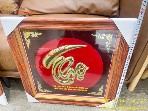 Tranh Chữ Thọ 57x57cm Bằng Đồng Treo Tường