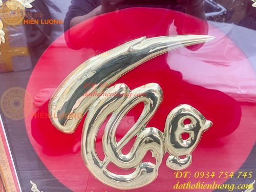 Tranh Chữ Thọ 57x57cm Bằng Đồng Treo Tường