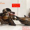 Tượng Di Lặc Kéo Bao Tài Lộc Bằng Đồng Dài 42cm