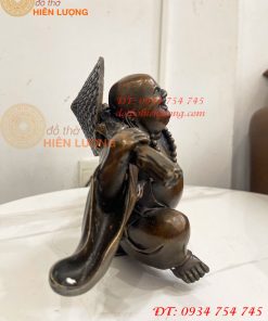 Tượng Di Lặc Kéo Bao Tài Lộc Bằng Đồng Dài 42cm