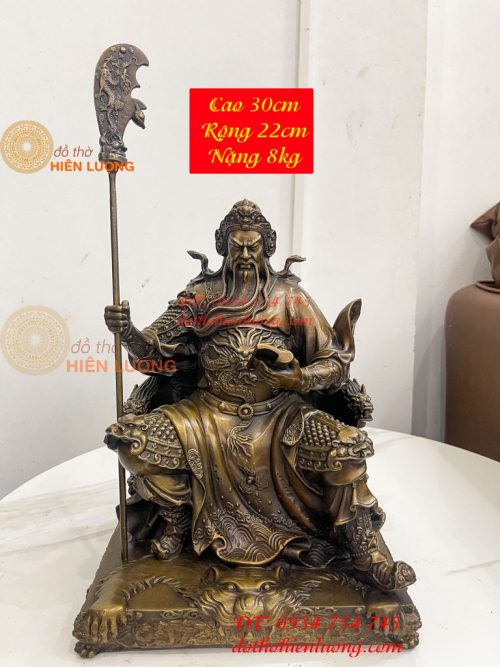 Tượng Quan Công Ngồi Ghế Hổ Đọc Sách Cao 30cm