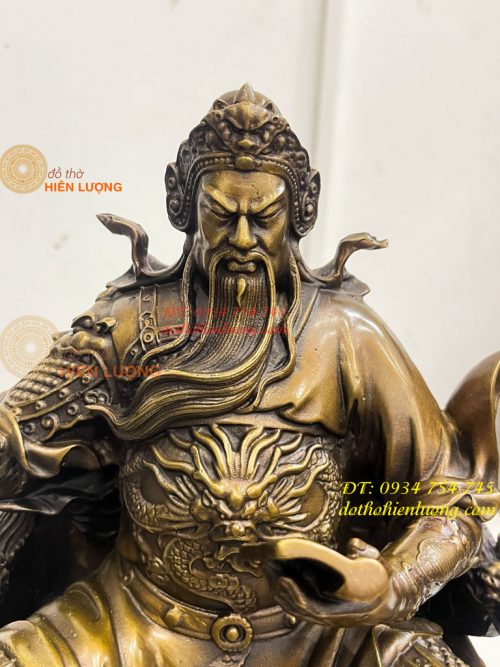 Tượng Quan Công Ngồi Ghế Hổ Đọc Sách Cao 30cm