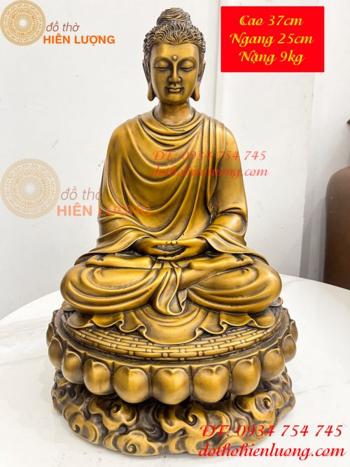 Tượng Đức Bổn Sư Thích Ca Mâu Ni Phật Bằng Đồng Cao 37cm