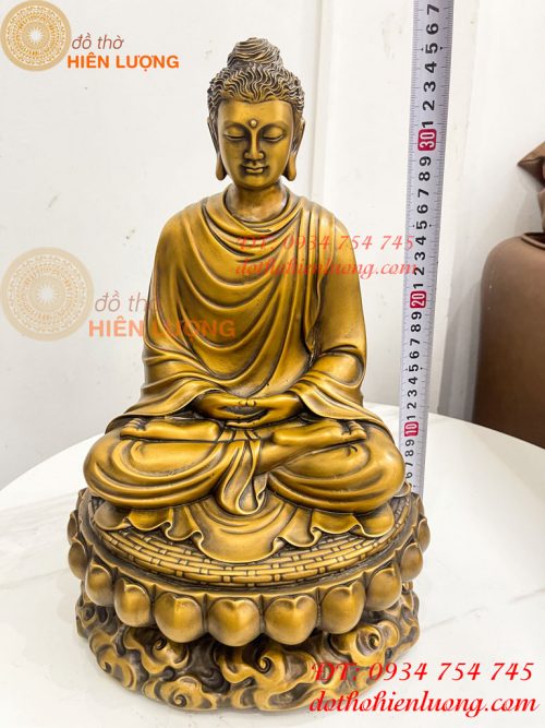 Tượng Đức Bổn Sư Thích Ca Mâu Ni Phật Bằng Đồng Cao 37cm
