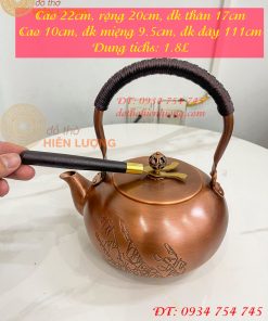 Ấm Trà Bằng Đồng Đỏ Thủ Công Cao 22cm