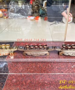 Bộ Ngai 5 Chén Rượu Bằng Đồng Thờ Cúng