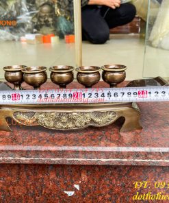 Bộ Ngai 5 Chén Rượu Bằng Đồng Thờ Cúng