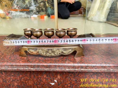 Bộ Ngai 5 Chén Rượu Bằng Đồng Thờ Cúng