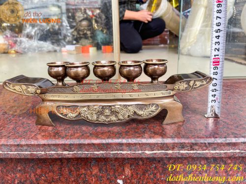 Bộ Ngai 5 Chén Rượu Bằng Đồng Thờ Cúng