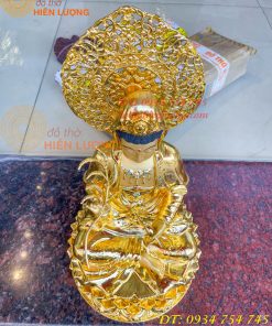 Tượng Quan Âm Cao 45cm Bằng Đồng Dát Vàng Vẽ Diện