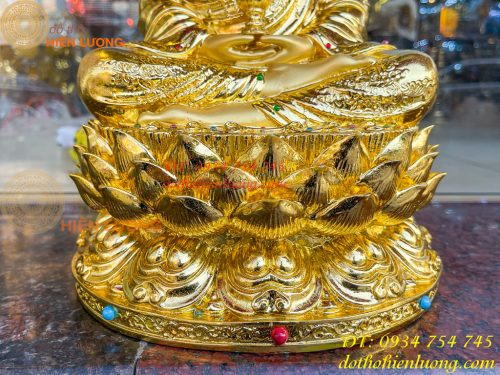 Tượng Phật Adida Cao 45cm Bằng Đồng Dát Vàng Vẽ Diện