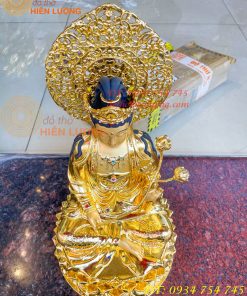 Tượng Bồ Tát Thế Chí Cao 45cm Bằng Đồng Dát Vàng Vẽ Diện