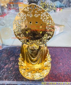 Tượng Bồ Tát Thế Chí Cao 45cm Bằng Đồng Dát Vàng Vẽ Diện