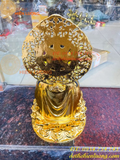 Tượng Bồ Tát Thế Chí Cao 45cm Bằng Đồng Dát Vàng Vẽ Diện