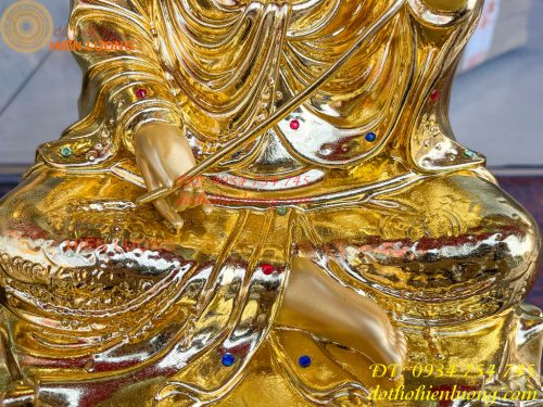 Tượng Bồ Tát Thế Chí Cao 45cm Bằng Đồng Dát Vàng Vẽ Diện