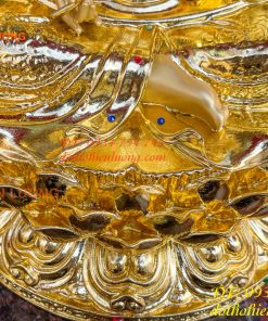 Tượng Bồ Tát Thế Chí Cao 45cm Bằng Đồng Dát Vàng Vẽ Diện