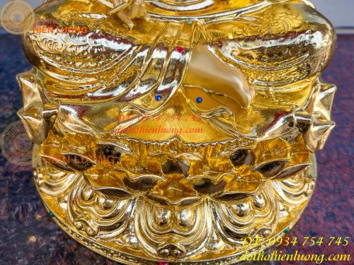 Tượng Bồ Tát Thế Chí Cao 45cm Bằng Đồng Dát Vàng Vẽ Diện