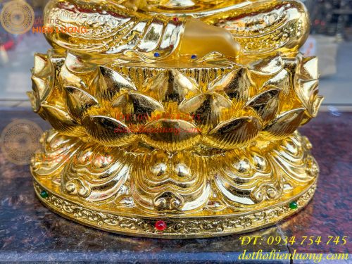 Tượng Bồ Tát Thế Chí Cao 45cm Bằng Đồng Dát Vàng Vẽ Diện