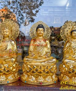 Bộ Sa Bà Tam Thánh Cao 45cm Dát Vàng Vẽ Diện