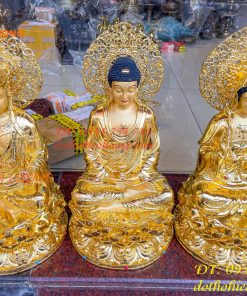 Bộ Sa Bà Tam Thánh Cao 45cm Dát Vàng Vẽ Diện