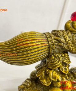 Biểu trưng bút thư pháp hoa văn rồng cuộn bằng đồng dài 30cm