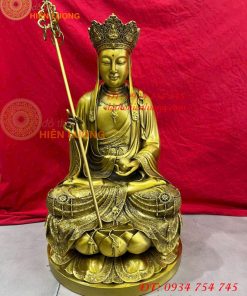 Tượng Phật Địa Tạng Cao 30cm Bằng Đồng Vàng
