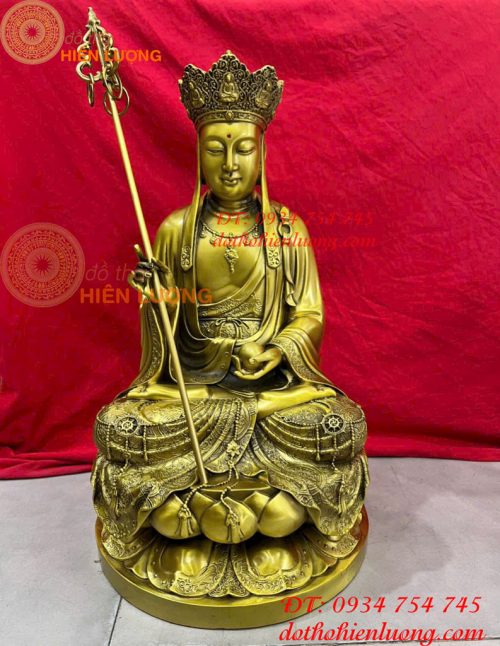 Tượng Phật Địa Tạng Cao 30cm Bằng Đồng Vàng