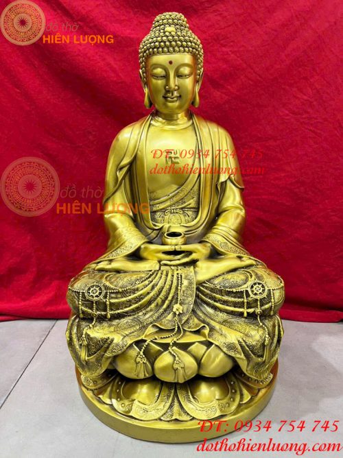 Tượng Phật Adida Cao 30cm Bằng Đồng Vàng