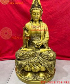 Tượng Phật Bà Quan Âm Cao 30cm Bằng Đồng Vàng