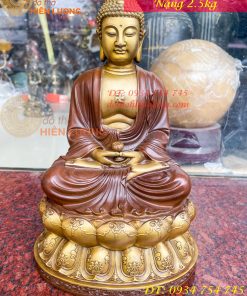 Bộ tượng phật ta bà tam thánh bằng đồng áo nâu cao 30cm, nặng 7,5kg
