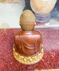 Bộ tượng phật ta bà tam thánh bằng đồng áo nâu cao 30cm, nặng 7,5kg