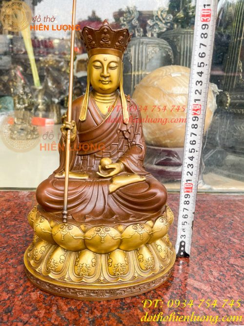Bộ tượng phật ta bà tam thánh bằng đồng áo nâu cao 30cm, nặng 7,5kg
