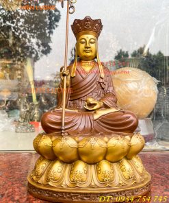 Bộ tượng phật ta bà tam thánh bằng đồng áo nâu cao 30cm, nặng 7,5kg