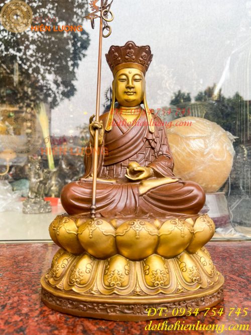 Bộ tượng phật ta bà tam thánh bằng đồng áo nâu cao 30cm, nặng 7,5kg